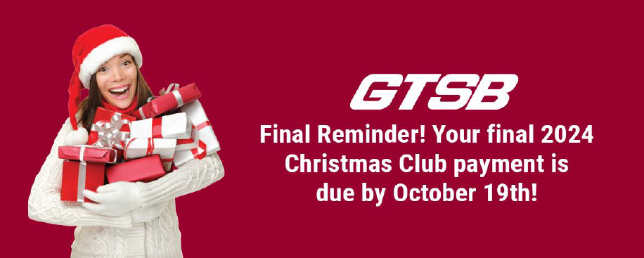 Reminder! Final 2024 Christmas Club Payment due 10/19